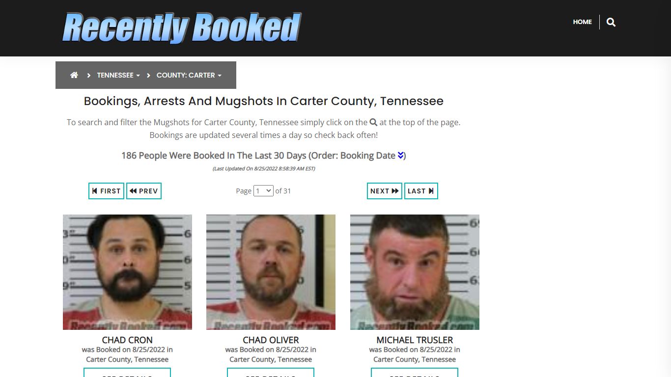 Bookings, Arrests and Mugshots in Carter County, Tennessee